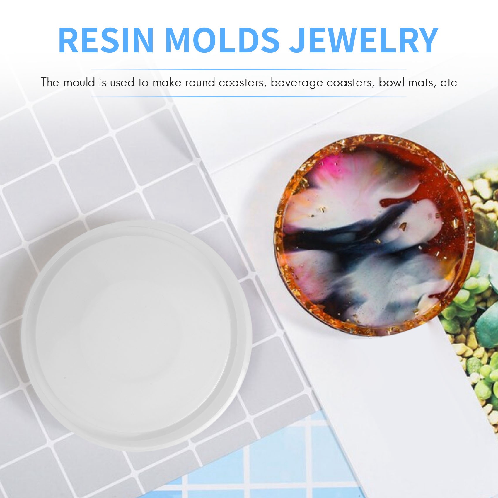 ABQR 4 Pack Big Diy Round Coas - огляд і ціна Coaster Mold Round