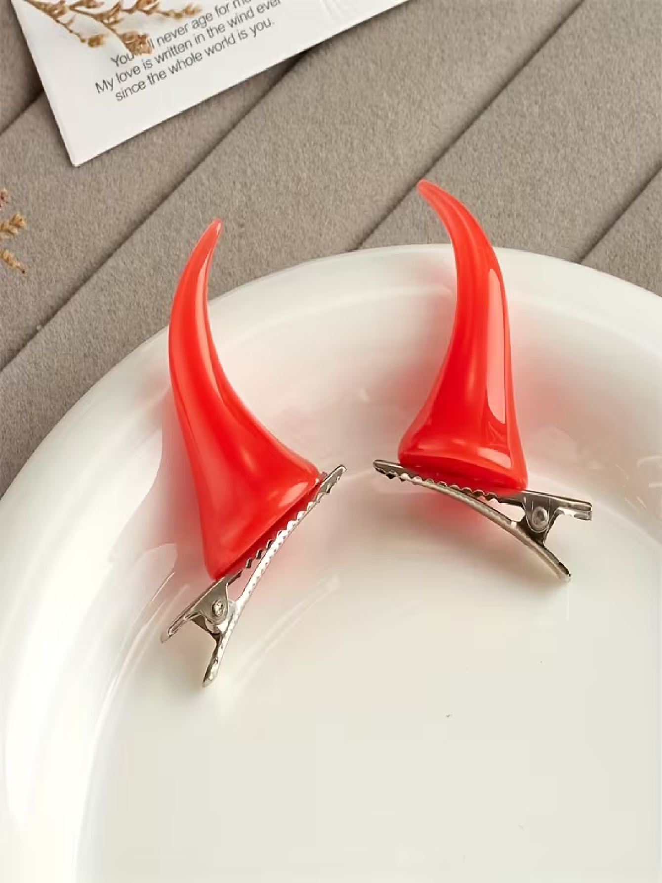 2-piece set, red horn hair cli - огляд і ціна Resin Craft Ideas